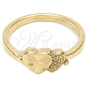 Anillo Elegante 01.63.0555.06 Oro Laminado, Diseño de Corazón, Diamantado, Tono Dorado (Size 6)