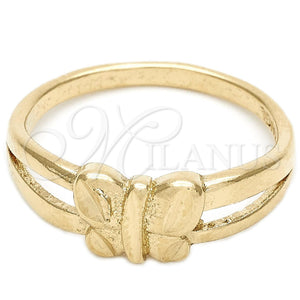 Anillo Elegante 01.63.0556.06 Oro Laminado, Diseño de Mariposa, Diamantado, Tono Dorado (Size 6)