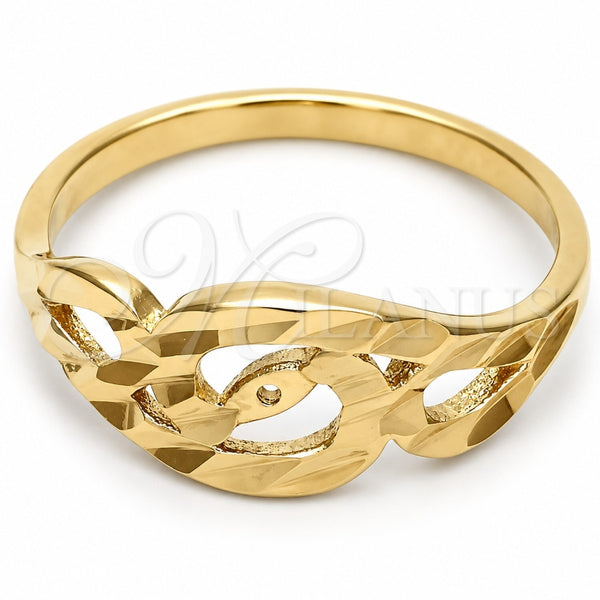 Anillo Elegante 01.63.0557.06 Oro Laminado, Diseño de Ojo Griego, Diamantado, Tono Dorado (Size 6)