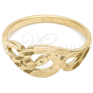 Anillo Elegante 01.63.0557.07 Oro Laminado, Diseño de Ojo Griego, Diamantado, Tono Dorado (Size 7)