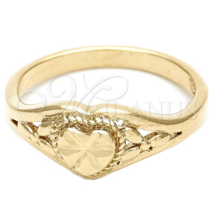 Anillo Elegante 01.63.0558.06 Oro Laminado, Diseño de Corazón, Diamantado, Tono Dorado (Size 6)
