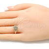 Anillo Elegante 01.63.0558.07 Oro Laminado, Diseño de Corazón, Diamantado, Tono Dorado (Size 7)