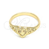 Anillo Elegante 01.63.0558.07 Oro Laminado, Diseño de Corazón, Diamantado, Tono Dorado (Size 7)