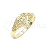 Anillo Elegante 01.63.0558.07 Oro Laminado, Diseño de Corazón, Diamantado, Tono Dorado (Size 7)