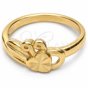 Anillo Elegante 01.63.0559.06 Oro Laminado, Diseño de Corazón, Diamantado, Tono Dorado (Size 6)