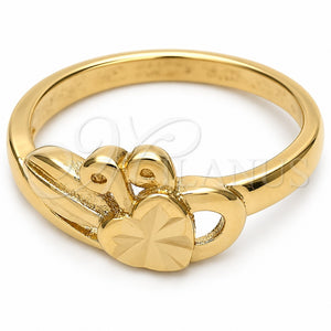 Anillo Elegante 01.63.0559.07 Oro Laminado, Diseño de Corazón, Diamantado, Tono Dorado (Size 7)