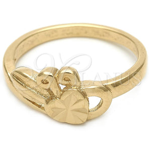 Anillo Elegante 01.63.0559.08 Oro Laminado, Diseño de Corazón, Diamantado, Tono Dorado (Size 8)