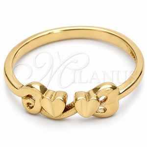 Anillo Elegante 01.63.0560.06 Oro Laminado, Diseño de Corazón, Diamantado, Tono Dorado (Size 6)