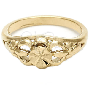 Anillo Elegante 01.63.0561.09 Oro Laminado, Diseño de Flor, Diamantado, Tono Dorado (Size 9)