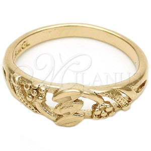 Anillo Elegante 01.63.0564.06 Oro Laminado, Diseño de Flor, Diamantado, Tono Dorado (Size 6)