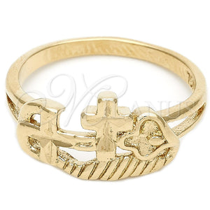 Anillo Elegante 01.63.0565.08 Oro Laminado, Diseño de Flor, Diamantado, Tono Dorado (Size 8)