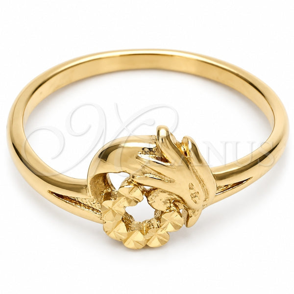 Anillo Elegante 01.63.0566.06 Oro Laminado, Diseño de Pajaro, Diamantado, Tono Dorado (Size 6)