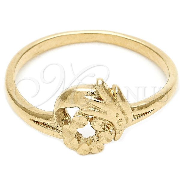 Anillo Elegante 01.63.0566.07 Oro Laminado, Diseño de Pajaro, Diamantado, Tono Dorado (Size 7)