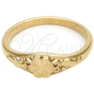 Anillo Elegante 01.63.0568.09 Oro Laminado, Diseño de Flor, Diamantado, Tono Dorado (Size 9)
