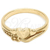 Anillo Elegante 01.63.0569.07 Oro Laminado, Diseño de Flor y Corazón, Diamantado, Tono Dorado (Size 7)