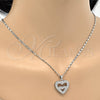 Collares con Dije 04.156.0031.1.20 Rodio Laminado, Diseño de Corazón, con Micro Pave Blanca, Pulido, Rodinado (Grosor 01 MM, 18 Pulgadas de Largo)