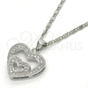 Collares con Dije 04.156.0031.1.20 Rodio Laminado, Diseño de Corazón, con Micro Pave Blanca, Pulido, Rodinado (Grosor 01 MM, 18 Pulgadas de Largo)