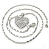 Collares con Dije 04.156.0031.1.20 Rodio Laminado, Diseño de Corazón, con Micro Pave Blanca, Pulido, Rodinado (Grosor 01 MM, 18 Pulgadas de Largo)