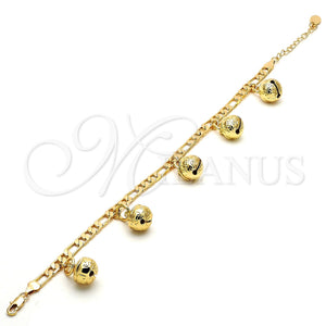 Tobillera de Dije 03.63.1755.10.GT Tono Dorado, Diseño de Cascavel y Elefante, Pulido, Tono Dorado (160 Gauge, 06 MM Thickness, 10 Inches Length)