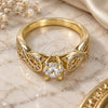 Anillo Multi Piedra 01.99.0097.08 Oro Laminado, Diseño de Infinito, con Zirconia Cubica Blanca y Micro Pave Blanca, Pulido, Tono Dorado (Tamaño 8)