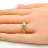 Anillo Multi Piedra 01.99.0097.09 Oro Laminado, Diseño de Infinito, con Blanca Zirconia Cubica and Blanca Micro Pave, Pulido, Tono Dorado (Size 9)