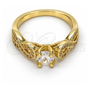 Anillo Multi Piedra 01.99.0097.09 Oro Laminado, Diseño de Infinito, con Zirconia Cubica Blanca y Micro Pave Blanca, Pulido, Tono Dorado (Tamaño 9)