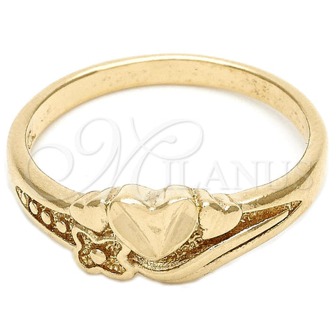 Anillo Elegante 01.63.0569.09 Oro Laminado, Diseño de Flor y Corazón, Diamantado, Tono Dorado (Size 9)
