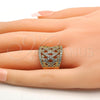 Anillo Multi Piedra 01.266.0006.08 Oro Laminado, con Micro Pave Blanca, Pulido, Tono Dorado (Tamaño 8)