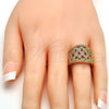 Anillo Multi Piedra 01.266.0006.08 Oro Laminado, con Micro Pave Blanca, Pulido, Tono Dorado (Tamaño 8)