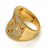Anillo Multi Piedra 01.266.0006.08 Oro Laminado, con Micro Pave Blanca, Pulido, Tono Dorado (Tamaño 8)