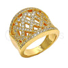Anillo Multi Piedra 01.266.0006.08 Oro Laminado, con Micro Pave Blanca, Pulido, Tono Dorado (Tamaño 8)