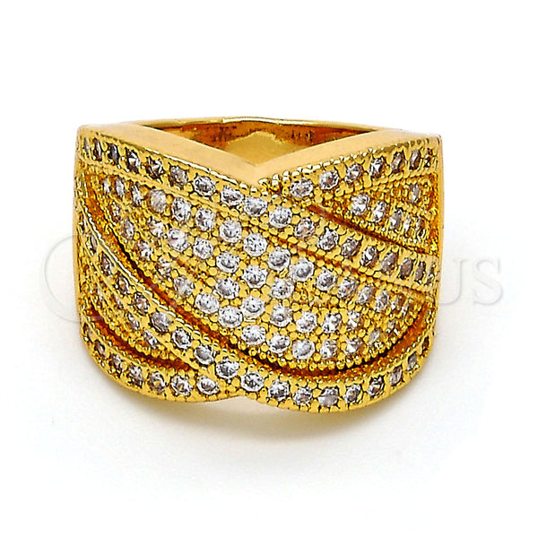Anillo Multi Piedra 01.266.0004.08 Oro Laminado, con Blanca Micro Pave, Pulido, Tono Dorado (Size 8)