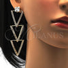 Arete Largo 02.268.0006 Oro Laminado, con Blanca Zirconia Cubica and Blanca Cristal, Pulido, Tono Dorado