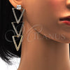 Arete Largo 02.268.0006 Oro Laminado, con Blanca Zirconia Cubica and Blanca Cristal, Pulido, Tono Dorado