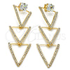 Arete Largo 02.268.0006 Oro Laminado, con Blanca Zirconia Cubica and Blanca Cristal, Pulido, Tono Dorado