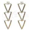 Arete Largo 02.268.0006 Oro Laminado, con Blanca Zirconia Cubica and Blanca Cristal, Pulido, Tono Dorado