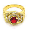 Anillo de Hombre 01.266.0001.12 Oro Laminado, con Granate Zirconia Cubica and Blanca Micro Pave, Pulido, Tono Dorado (Size 12)