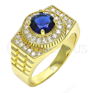 Anillo de Hombre 01.266.0001.1.12 Oro Laminado, con Tanzanita and Blanca Zirconia Cubica, Pulido, Tono Dorado (Size 12)