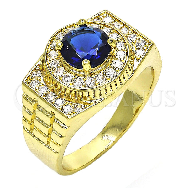 Anillo de Hombre 01.266.0001.1.12 Oro Laminado, con Tanzanita and Blanca Zirconia Cubica, Pulido, Tono Dorado (Size 12)