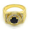 Anillo de Hombre 01.266.0001.2.11 Oro Laminado, con Negro and Blanca Zirconia Cubica, Pulido, Tono Dorado (Size 11)