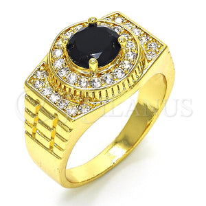 Anillo de Hombre 01.266.0001.2.11 Oro Laminado, con Negro and Blanca Zirconia Cubica, Pulido, Tono Dorado (Size 11)