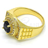 Anillo de Hombre 01.266.0001.2.12 Oro Laminado, con Negro and Blanca Zirconia Cubica, Pulido, Tono Dorado (Size 12)