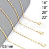 Gargantilla Basica 04.213.0004.18 Oro Laminado, Pulido, Tono Dorado (Grosor 02 MM, 17 Pulgadas de Largo)
