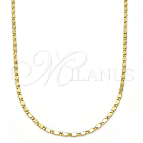 Gargantilla Basica 04.213.0004.24.GT Tono Dorado, Pulido, Tono Dorado (02 MM Thickness, 24 Inches Length)