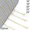 Gargantilla Basica 04.213.0004.24.GT Tono Dorado, Pulido, Tono Dorado (02 MM Thickness, 24 Inches Length)