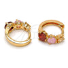 Argolla Huggie 02.213.0006.15 Oro Laminado, con Multicolor Zirconia Cubica, Pulido, Tono Dorado