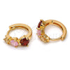 Argolla Huggie 02.213.0006.15 Oro Laminado, con Multicolor Zirconia Cubica, Pulido, Tono Dorado