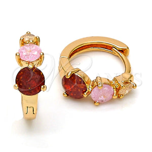 Argolla Huggie 02.213.0006.15 Oro Laminado, con Multicolor Zirconia Cubica, Pulido, Tono Dorado