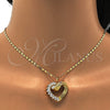 Collares con Dije 04.213.0006.20.GT Tono Dorado, Diseño de Corazón, con Blanca Zirconia Cubica, Pulido, Tono Dorado (02 MM Thickness, 20 Inches Length)