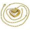 Collares con Dije 04.213.0006.20.GT Tono Dorado, Diseño de Corazón, con Blanca Zirconia Cubica, Pulido, Tono Dorado (02 MM Thickness, 20 Inches Length)